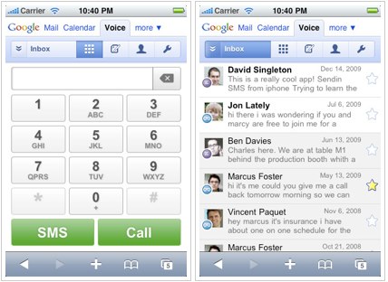 Google Voice for iPhone WebOS HTML5 Webapp 2