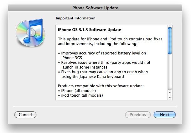 iPhone OS 3-1-3 goes live