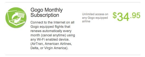 GoGo In-flight WiFi -$35 A Month Unlimited