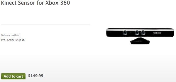 Microsoft Kinect Now Online for $149