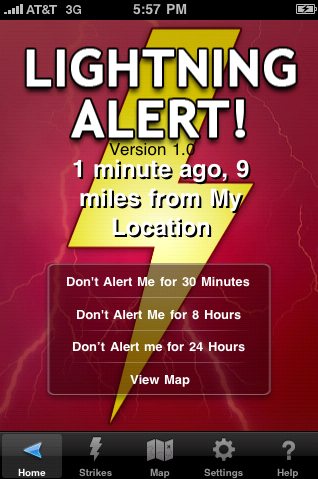 New PinPoint Lightning iPhone App with Geo-Located Lightning Alerts