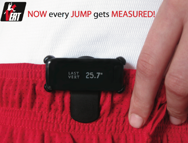 Vert Jump Device clips to your wasteband