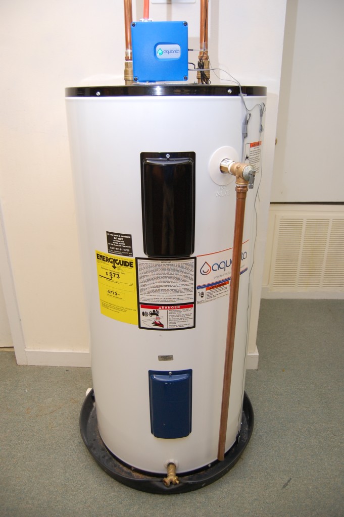 Aquanta sits on top of water heater