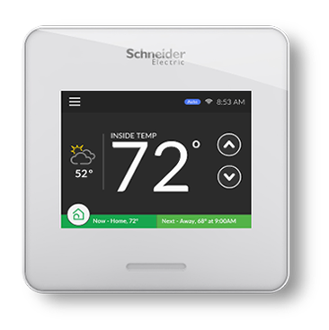 Schneider Electric Wiser Air Smart Thermostat comes in black and white