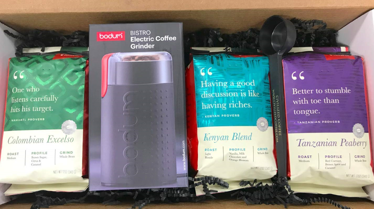 Civilized Coffee's Premium Gift Box Set - Box Contents