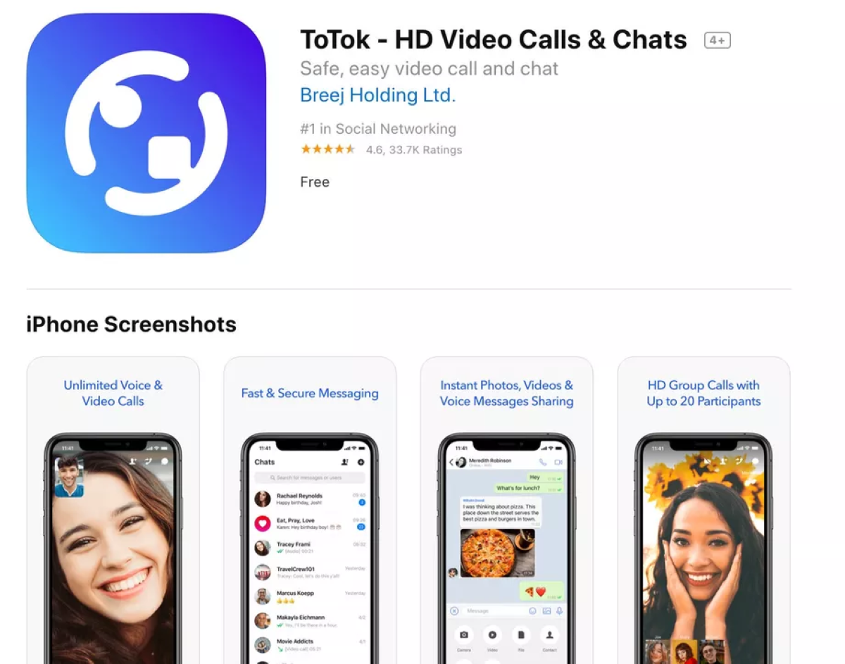 Totok ironically featured screenshots that stated the App offered “Fast and Secure Messaging”