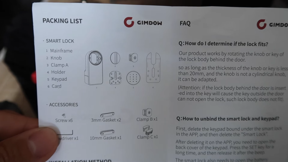 Gimdow Smart Lock - User Manual