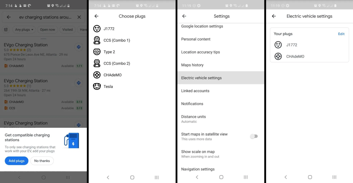 Google Maps Improved Charging Stations Search Options & Supported Plug/Connector types