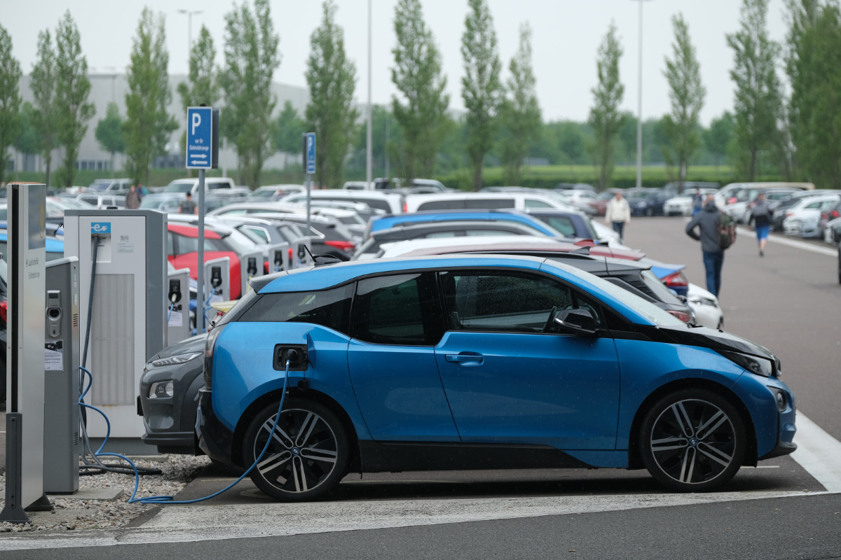 Charging an Electric Car at a Charging Station