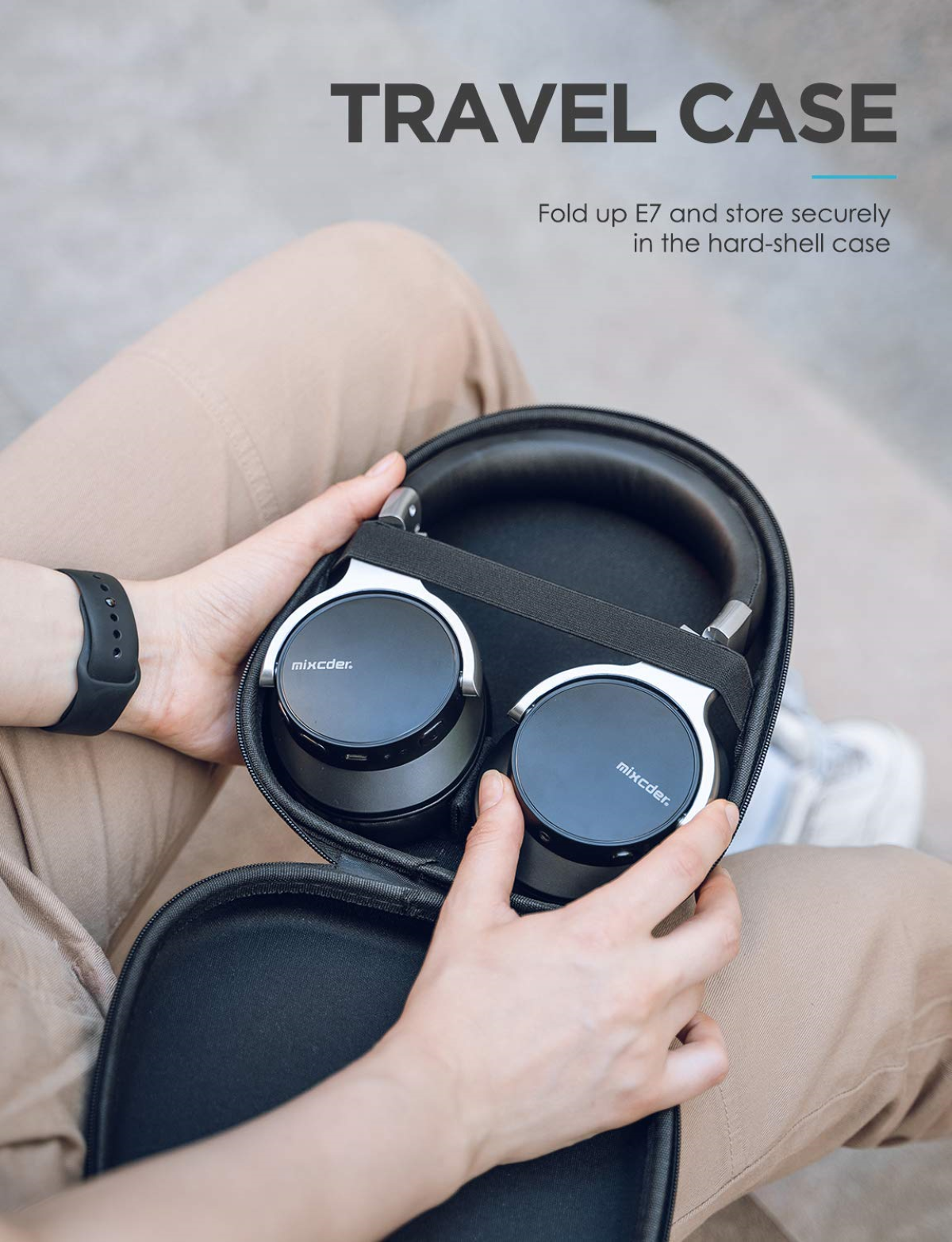 Mixcder E7 Wireless ANC Headphones - Sturdy and Durable Carrying Case