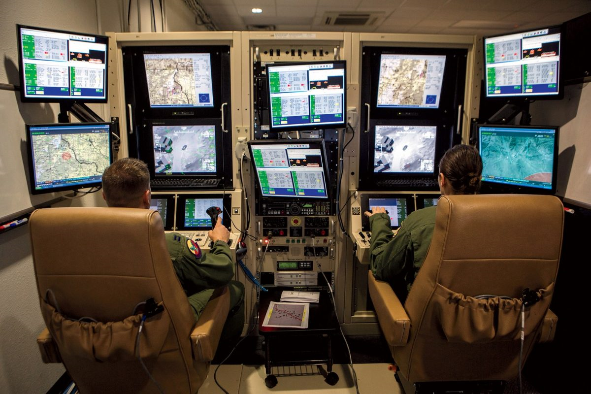 Inside the “cockpit” of a military drone, which are often operated from hundreds or even thousands of miles away on the ground.