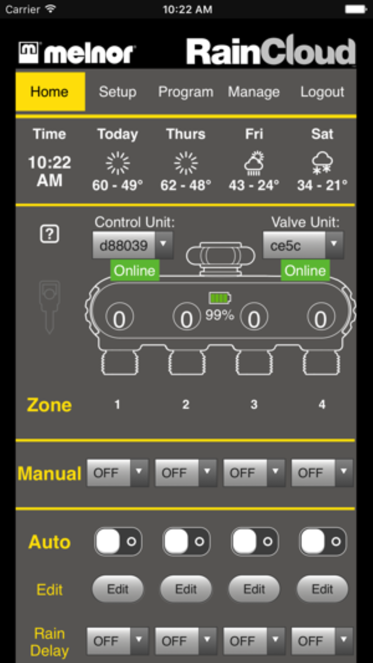 Melnor RainCloud Smart Water Timer App