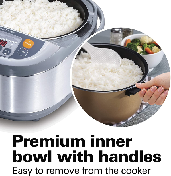 Equipped with a removable premium nonstick 3.5-quart inner pot/bowl