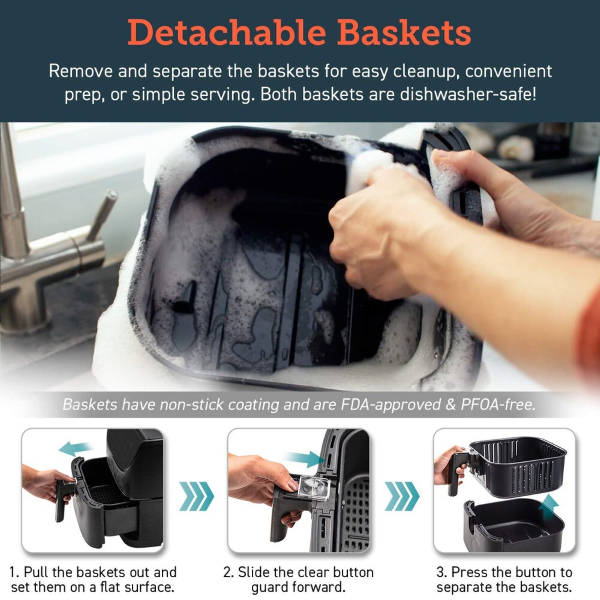 Detachable Outer/Inner Basket combo - Dishwasher Safe