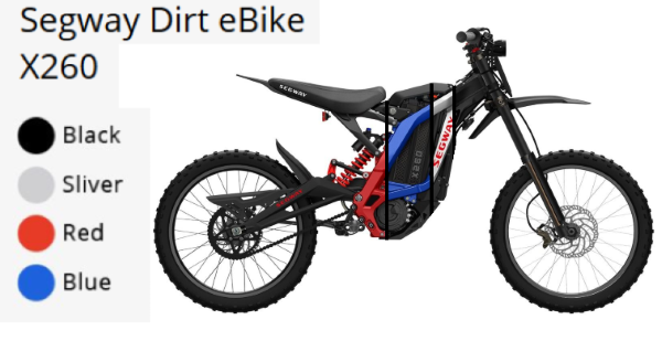 Segway X260 Dirt eBike - Available in 4 Different Color Models