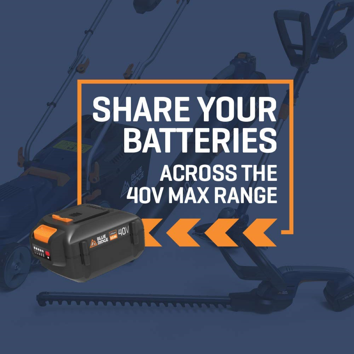 Powered by a 40V 2.0Ah rechargeable battery pack that's compatible with all other BLUE RIDGE 40v cordless tools