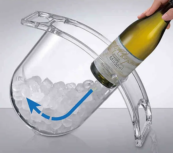 Its unique shape that lets you easily slide your favorite wine bottle into the ice