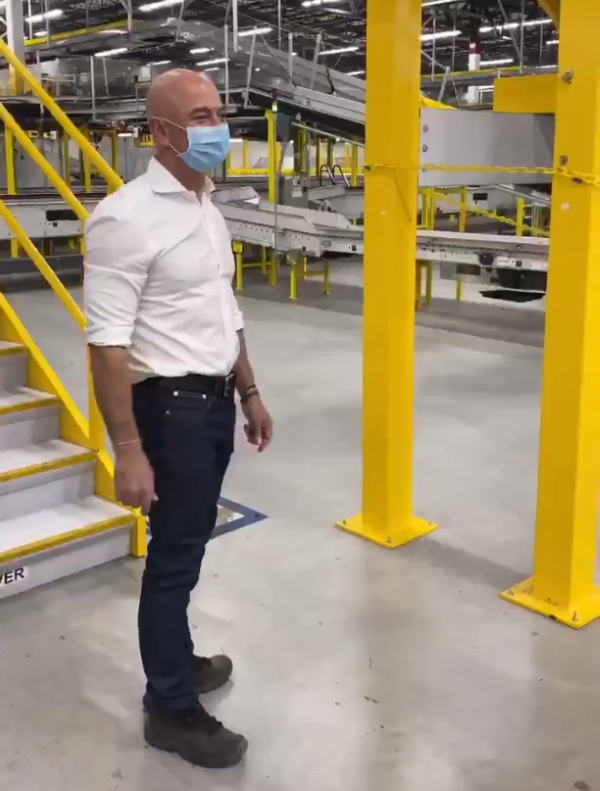 Jeff Bezos visited Amazon employees in an Amazon warehouse & Whole Foods store to personally thank them during the COVID-19 Pandemic