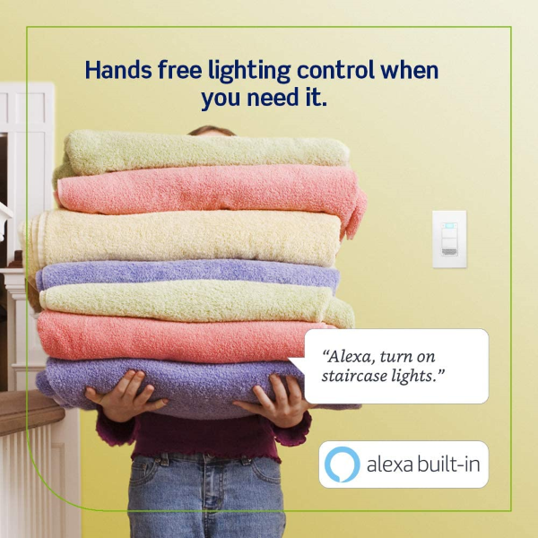 With Alexa Built-in, the Decora Smart Voice Dimmer provides hands-free lighting control