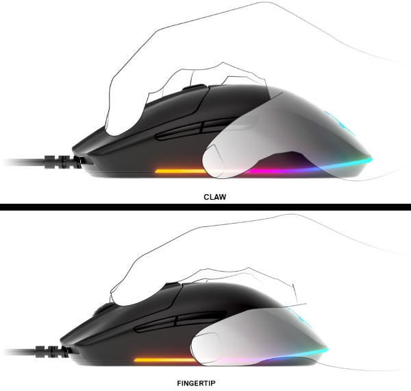 2 Recommended Grip Styles - "Claw" or "Fingertip"