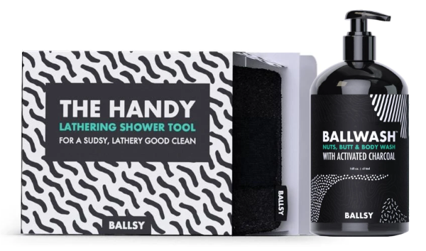 Balsy Handy Lathering Shower Tool & BallWash Charcoal Body Wash