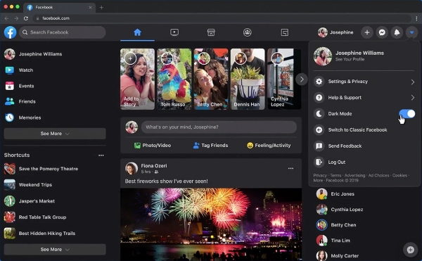 Facebook Desktop version new Dark Mode