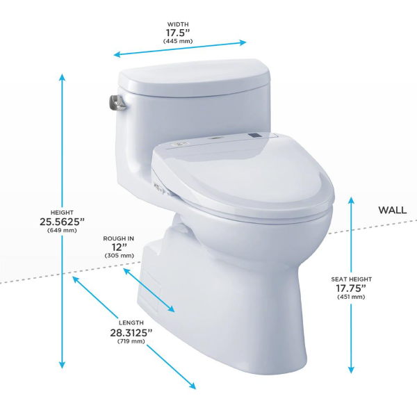 Toto Carolina II WASHLET Toilet - Measurements