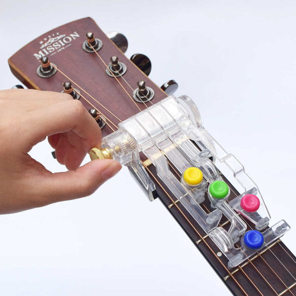 XHXseller Guitar Trainer,Guitar Learning System Clip-on Chromatic Tuner,Chord Buddy Teaching Aid Tool Device,Just Press Buttons and Play Suitable for All Ages 