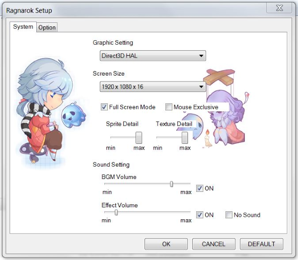 Ragnarok Online Setup Window