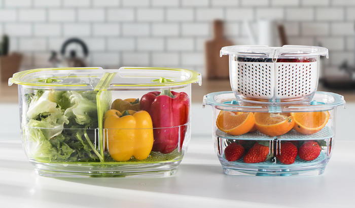 LUXEAR Fresh Produce Vegetable Fruit Storage Containers 3Piece Set,  BPA-free , Partitioned Salad Fridge Organizers, Used in Storing Meat Fresh  Fish