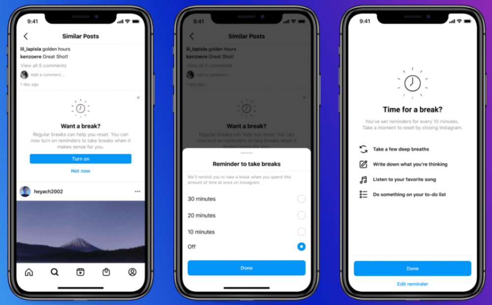 Instagram Scheduled Break Times