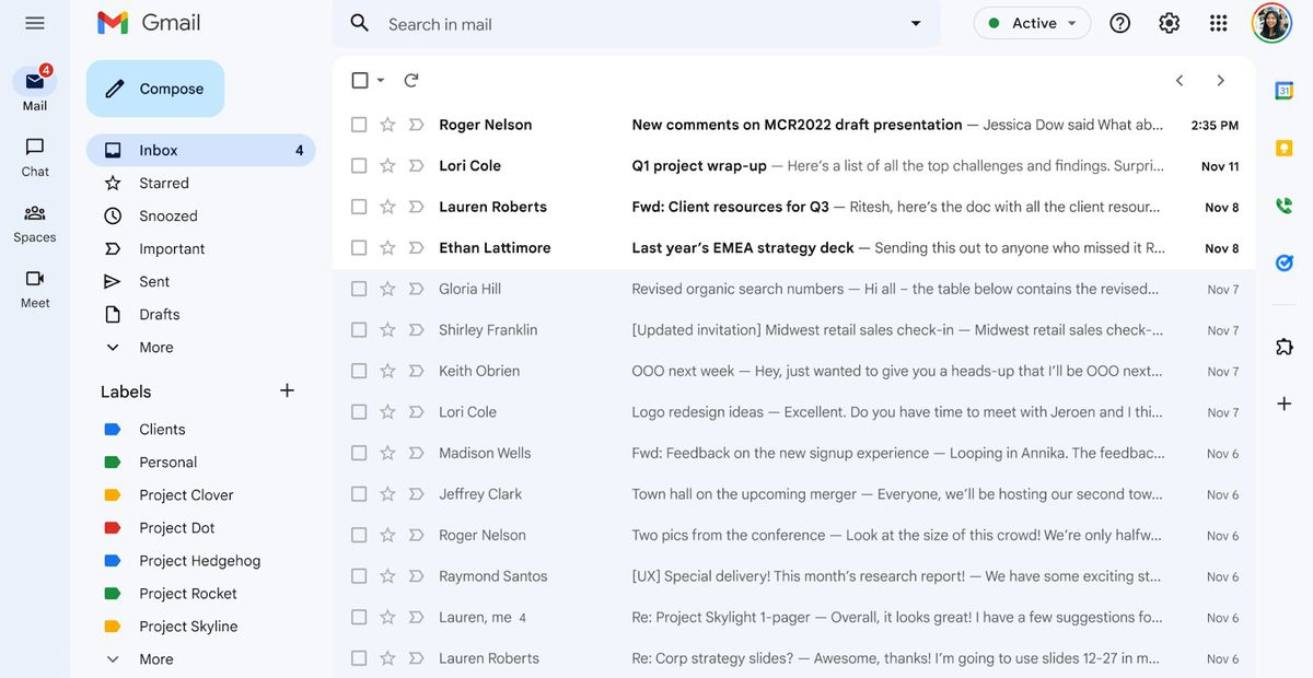 Gmail's interface