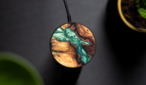 Carved Circle Wood+Resin Wireless Chargers