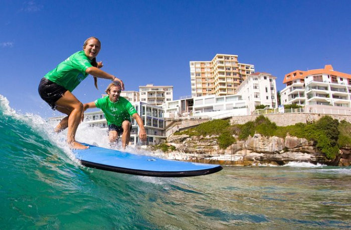 Bondi beach surfing