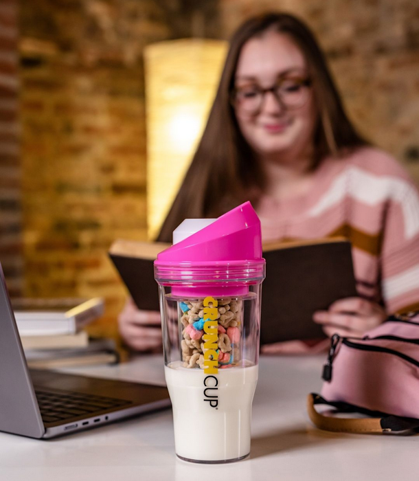 The CrunchCup: Portable cereal and milk tumbler.