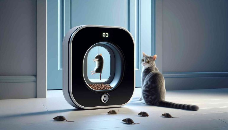 Smart Flappie AI Cat Door in Action - A white cat entering through the futuristic pet door