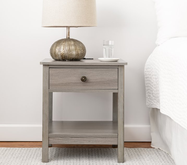 DecorTech Traditional Rectangular End Table w/ AC Power & USB Charging Ports